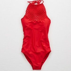 Aerie full one piece bathing suit red Sz Medium
